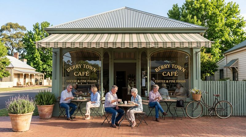 AI-generated cafe exterior hero image