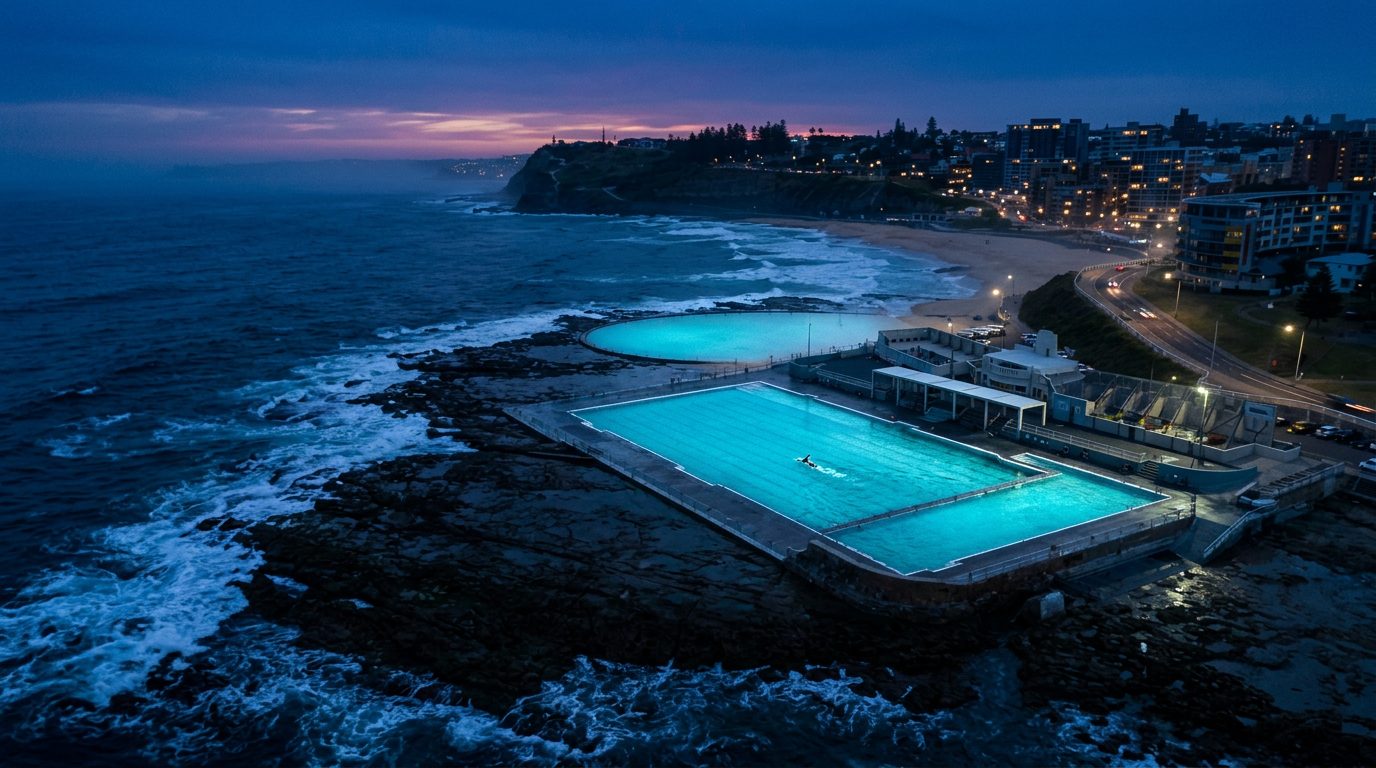 Newcastle Ocean Baths at dawn